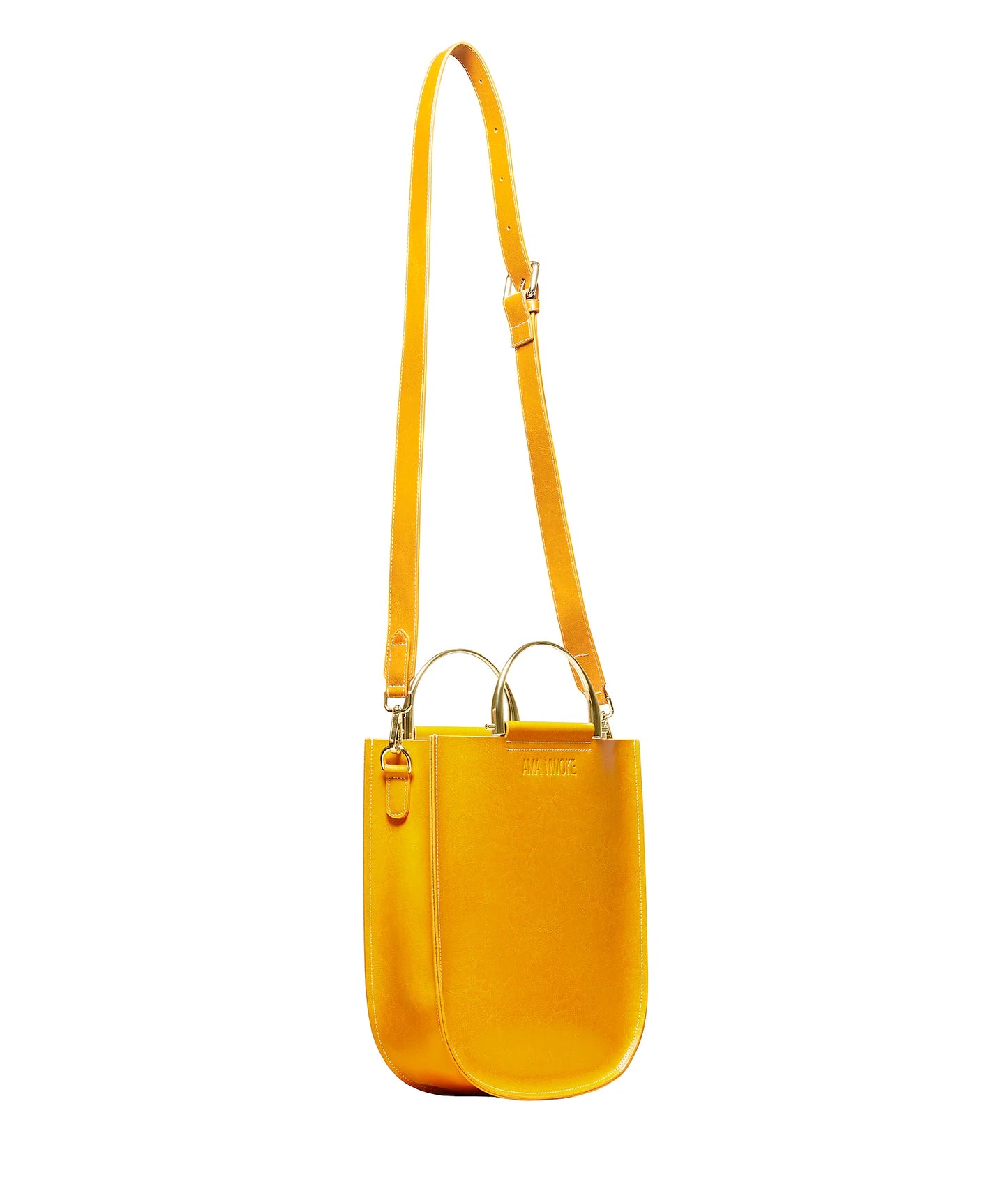 Soft Leather Tote Golden Yellow- Gold Handle