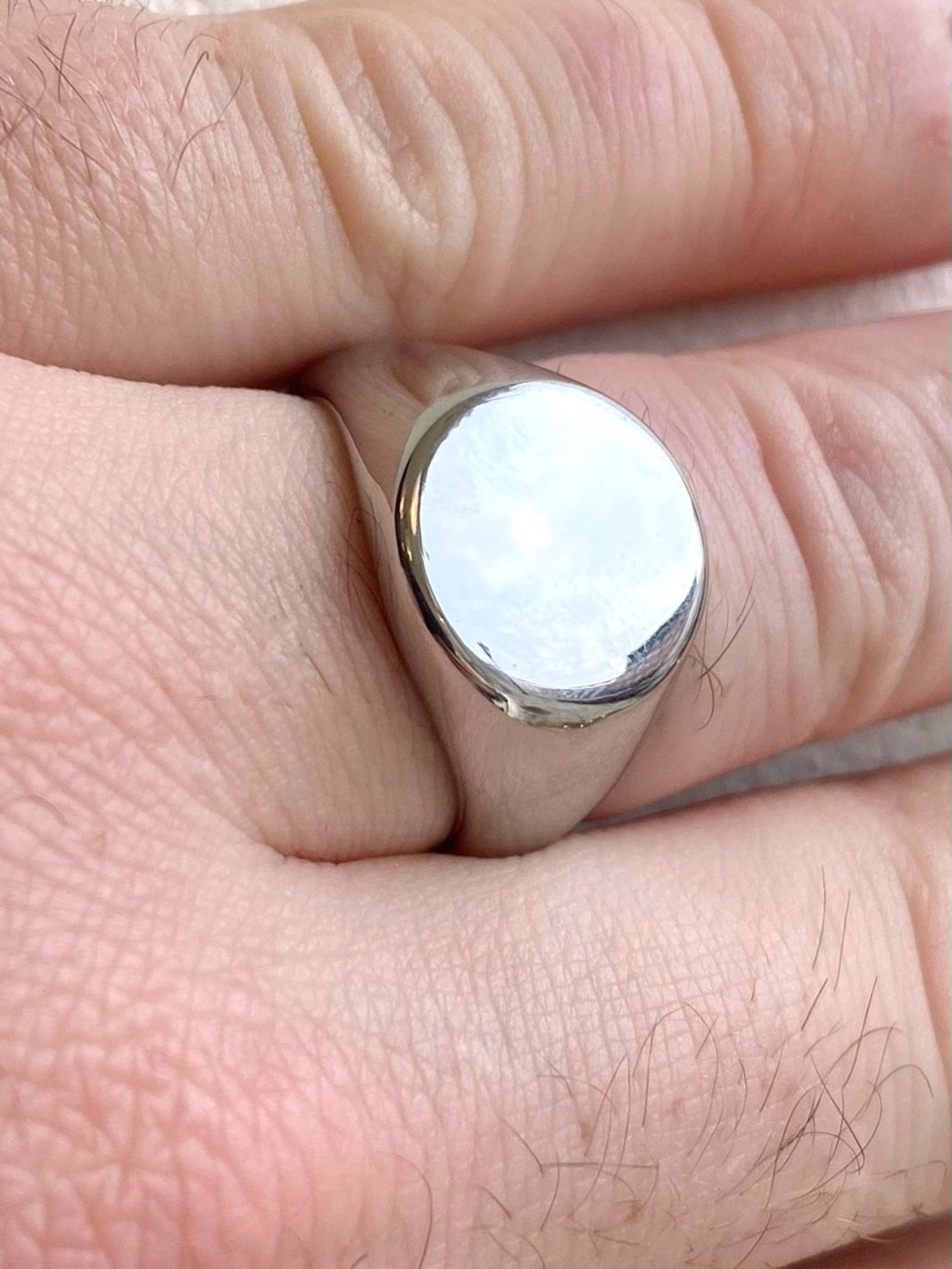 Silver Rhodium Plated on White Brass Signet Ring