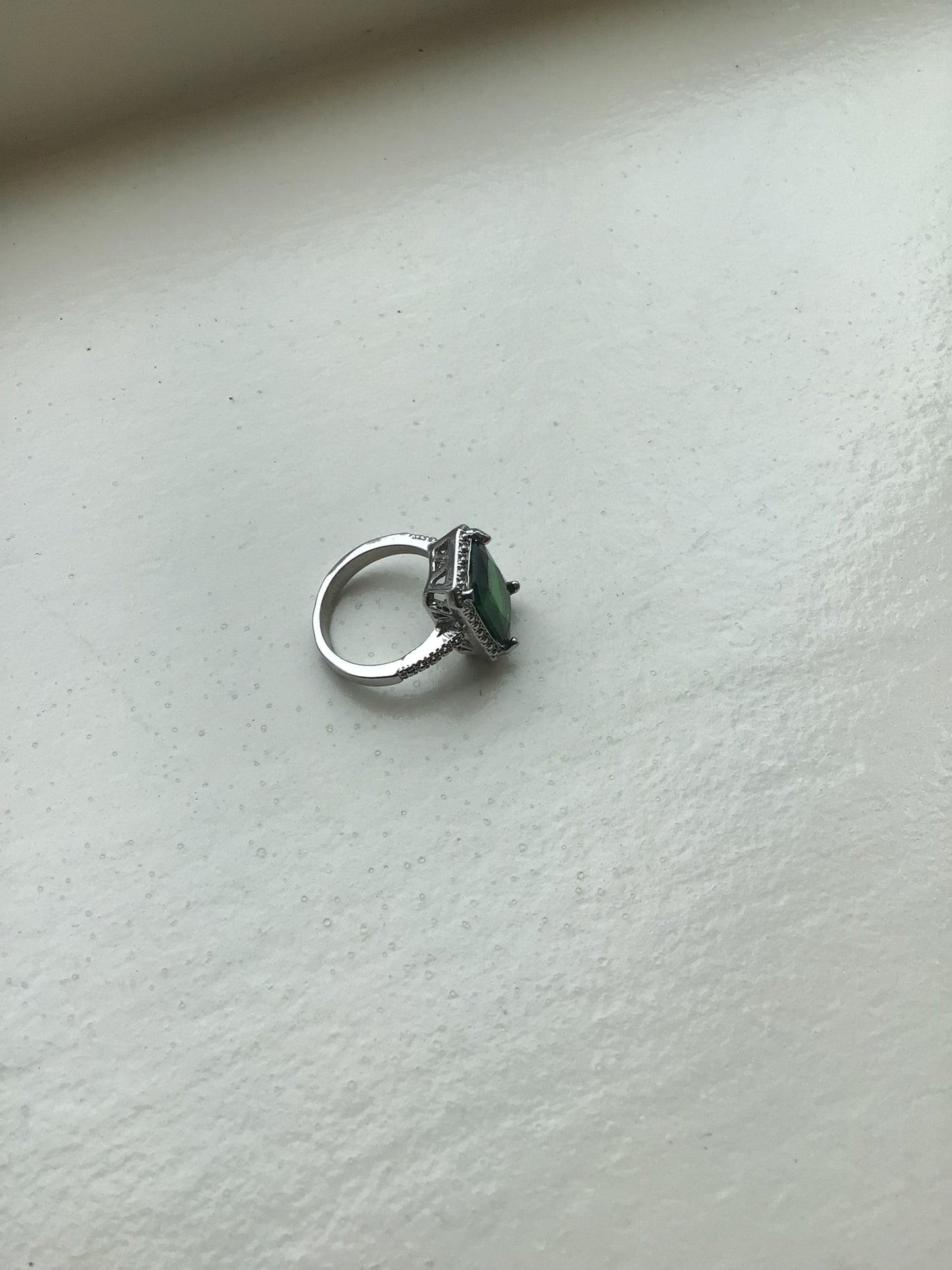 Emerald Sterling Silver Costume Ring