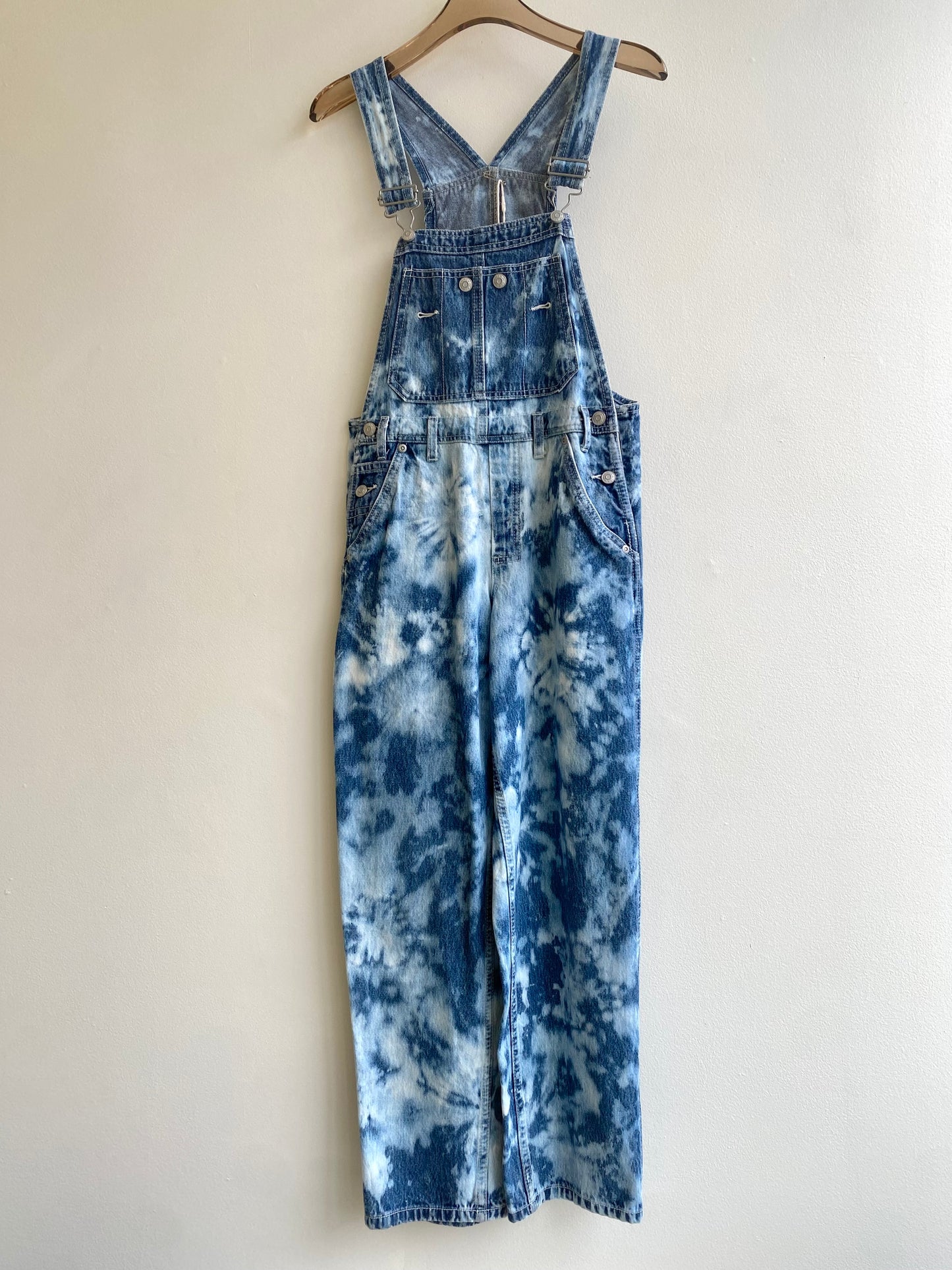 Blue Up-cycled Acid Wash Overalls