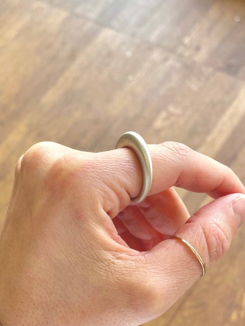 Solid Silver Crescent Ring - Matte Polish