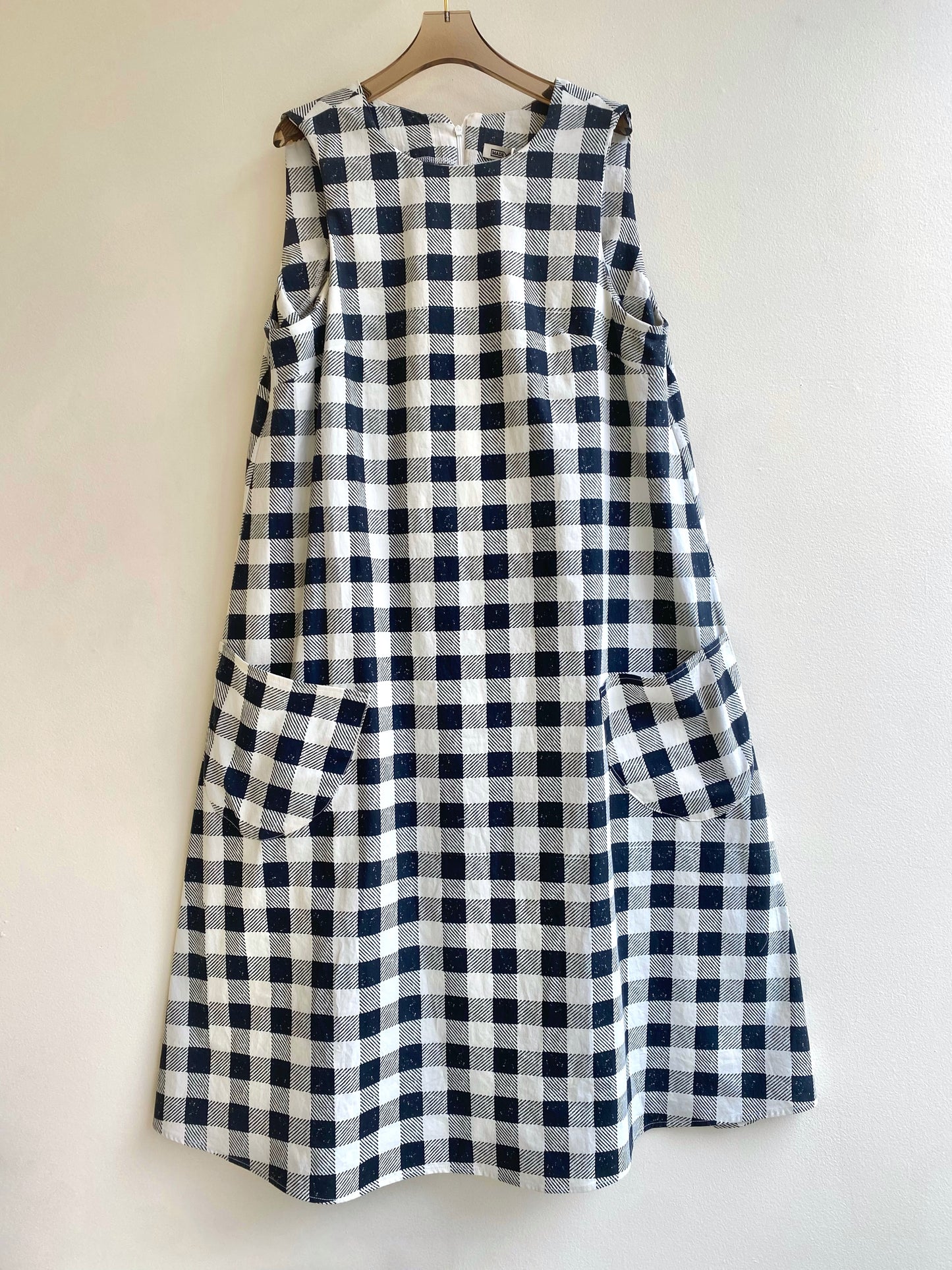 MXH Black & White Checkered Chore Dress w/ Patch Pockets