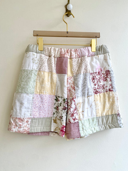 Floral Checker Quilted Shorts