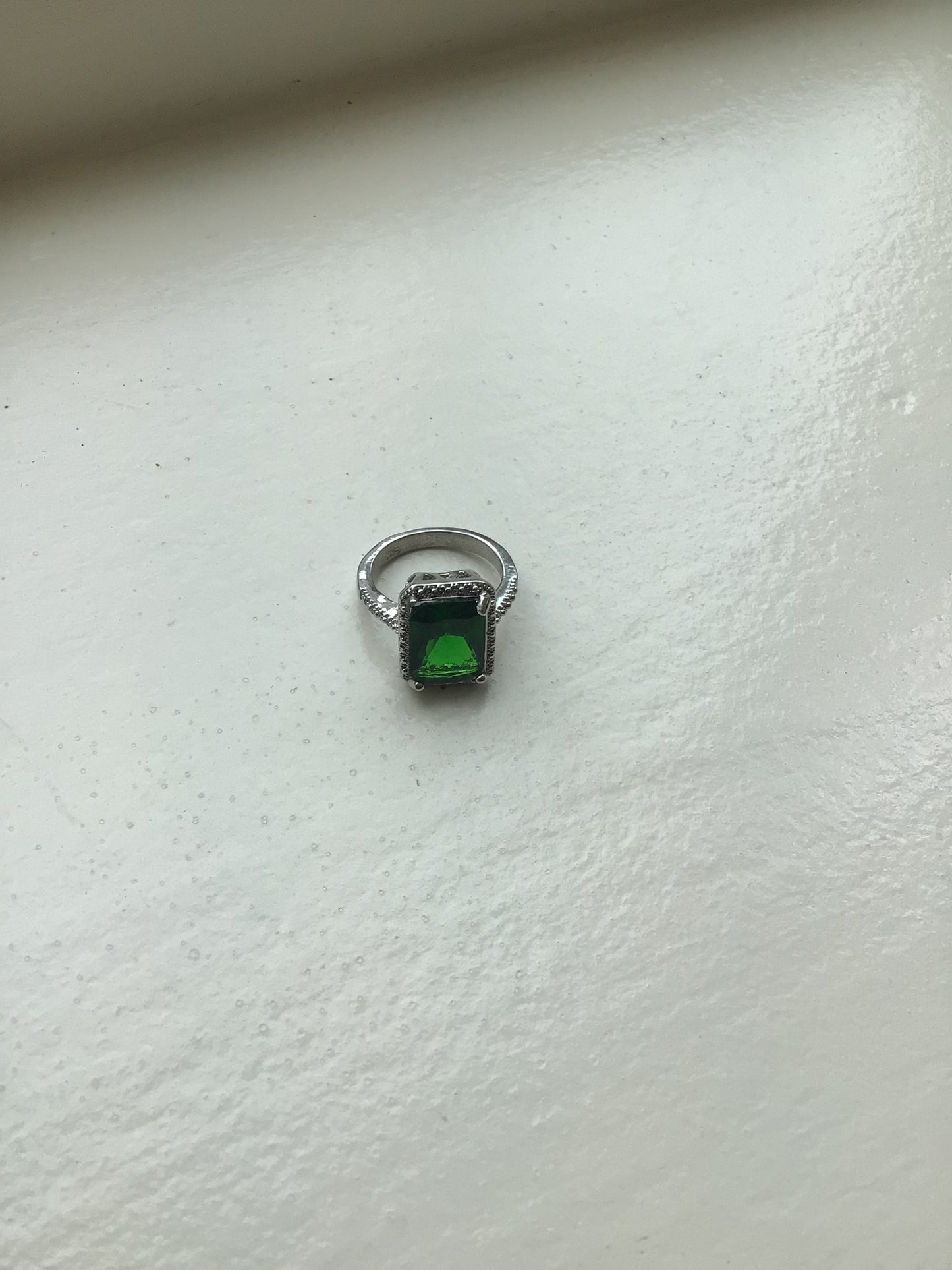 Emerald Sterling Silver Costume Ring