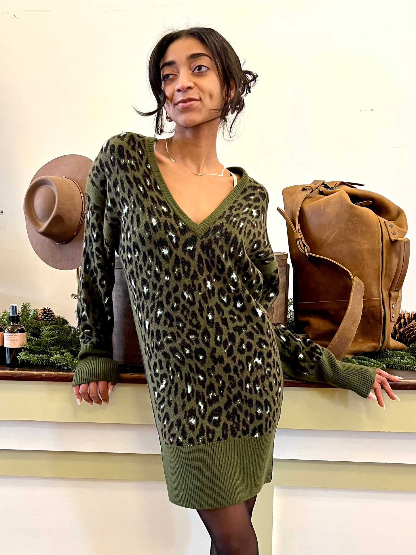 Unique Leopard Sweater Dress