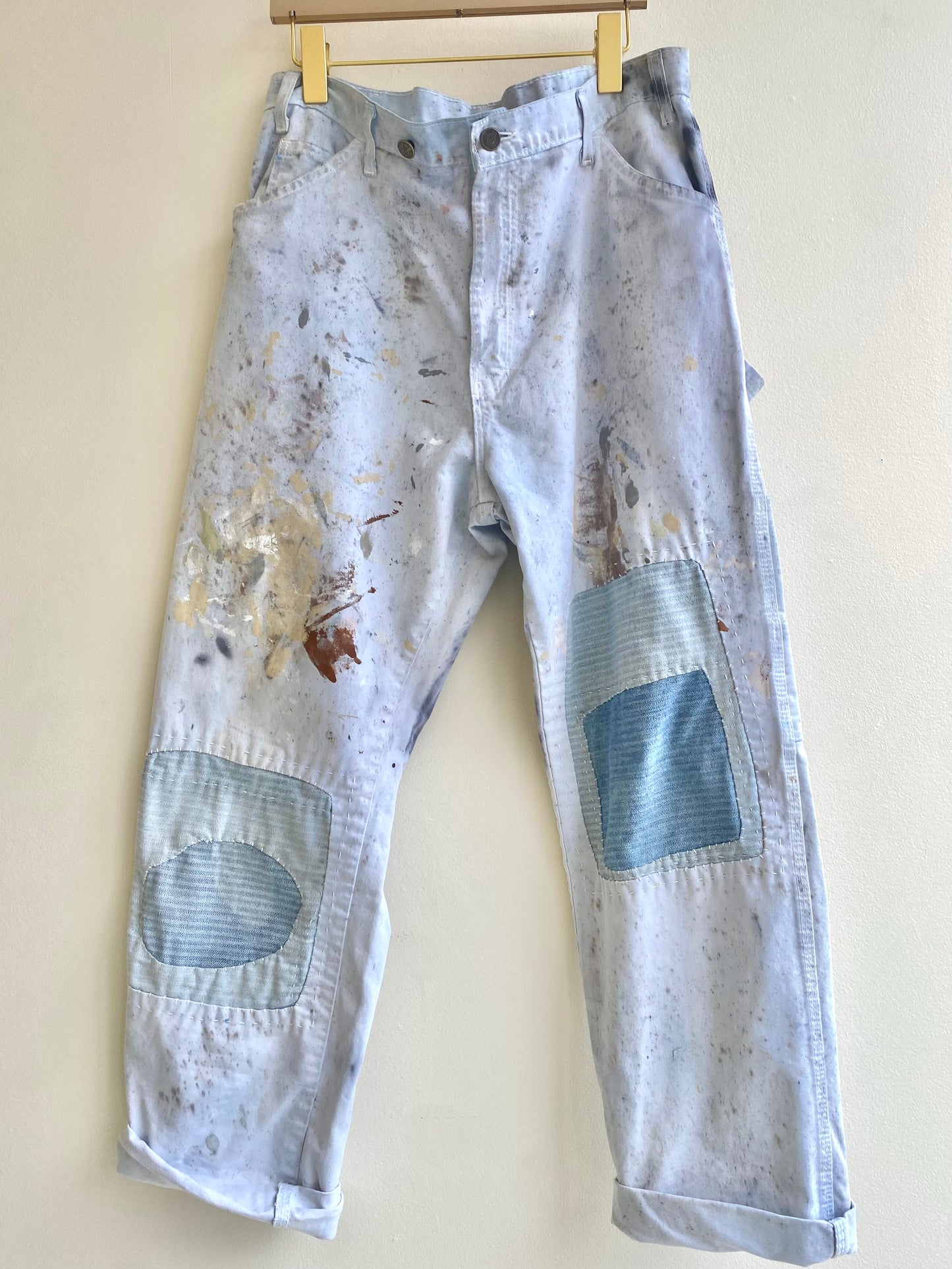 Pale Blue & Patches Vintage Painters Pants