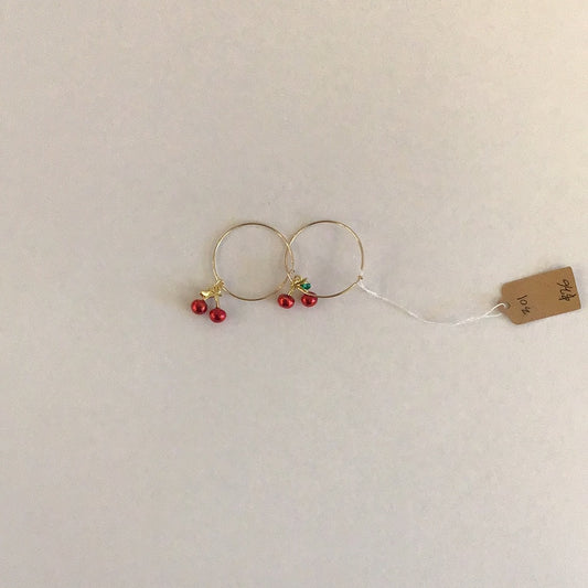 Sweet Cherry Gold Filled Hoops