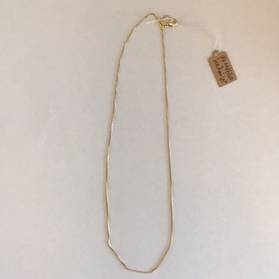 18" 18k Gold Filled Box Chain Necklace