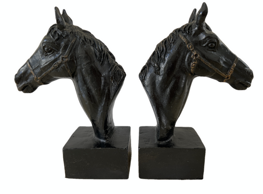Vintage Cast Iron Horses Bookend Set