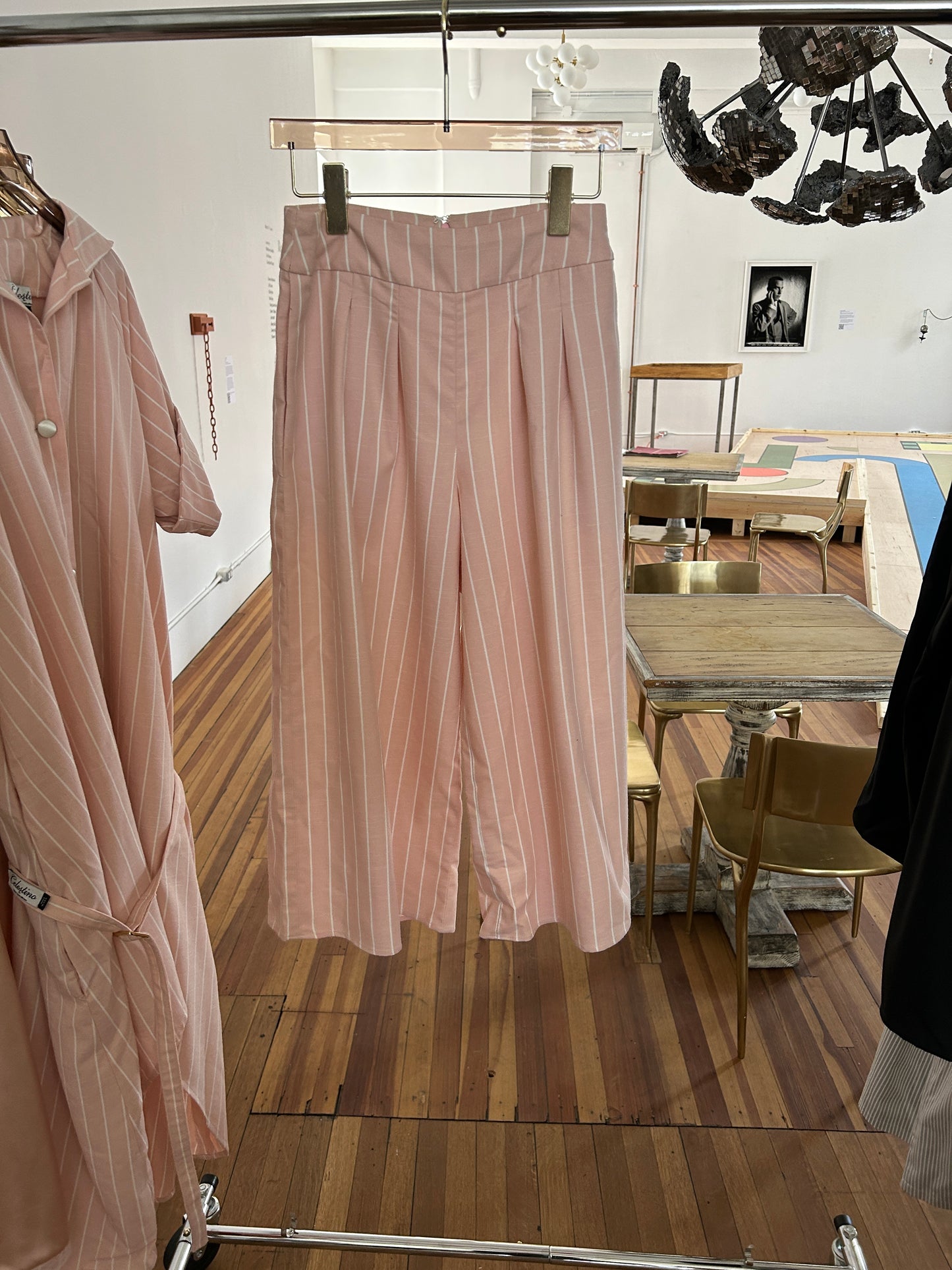 Pink Stripe Pleated Coulotte