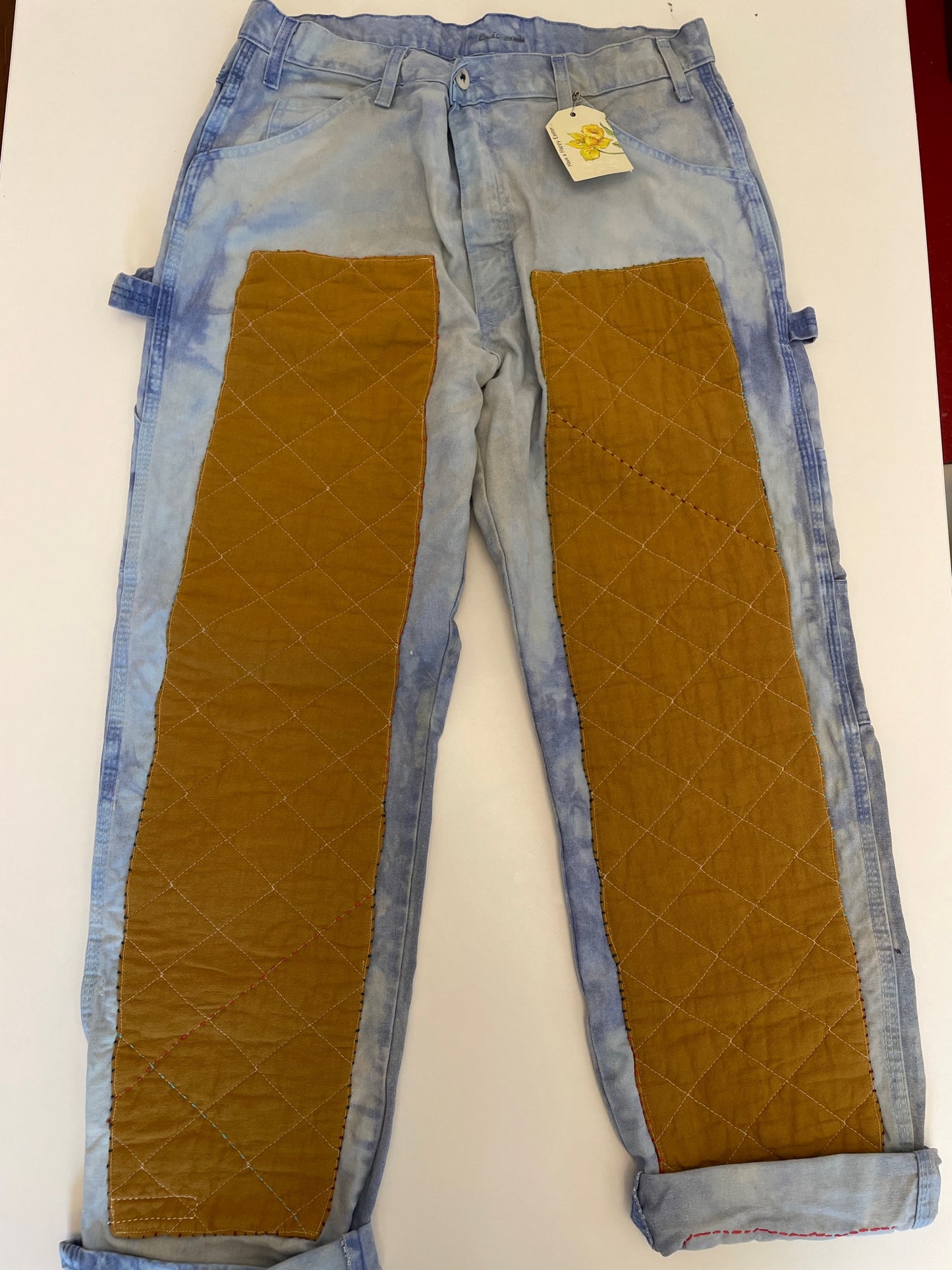 Vintage Painter Pants -  Blue Tint with Quilted Front Leg Detail